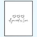 All You Need Is Love Positive Affirmation Wall Art Inspirational Poster Room Decor for Girls Women Bedroom Home