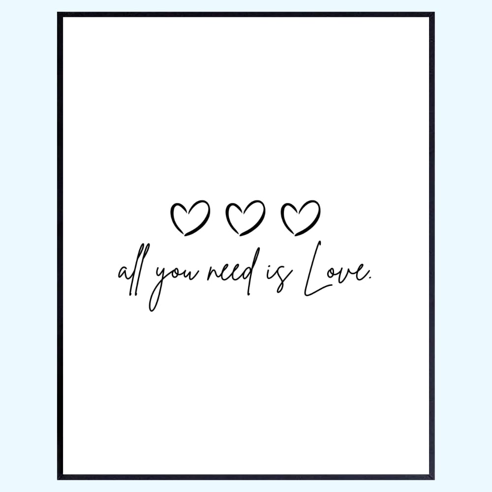 All You Need Is Love Positive Affirmation Wall Art Inspirational Poster Room Decor for Girls Women Bedroom Home