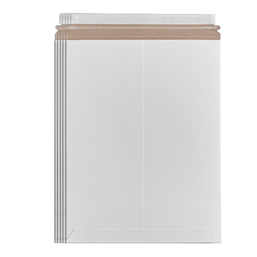 White Rigid Mailers – Stay Flat Envelopes for Posters, Artwork, Calendars, Scrapbooks – 5-Pack Protective Shipping Packaging