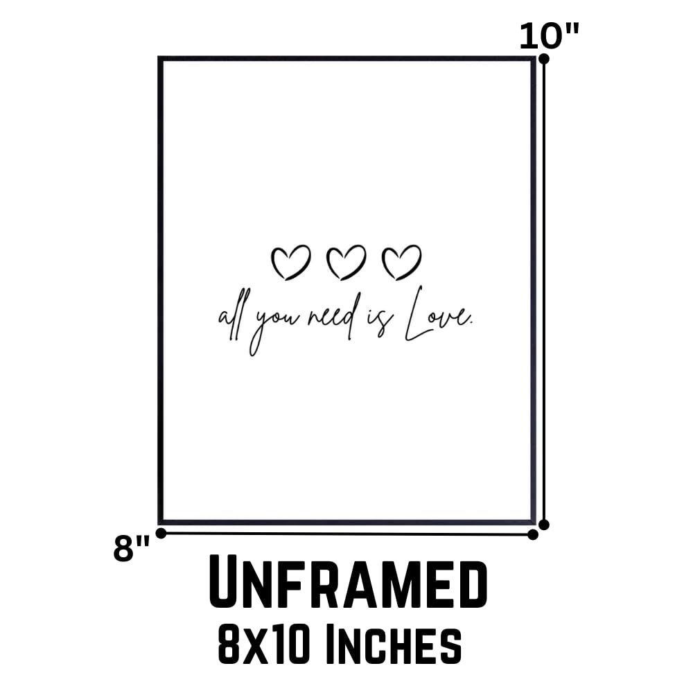 All You Need Is Love Positive Affirmation Wall Art Inspirational Poster Room Decor for Girls Women Bedroom Home