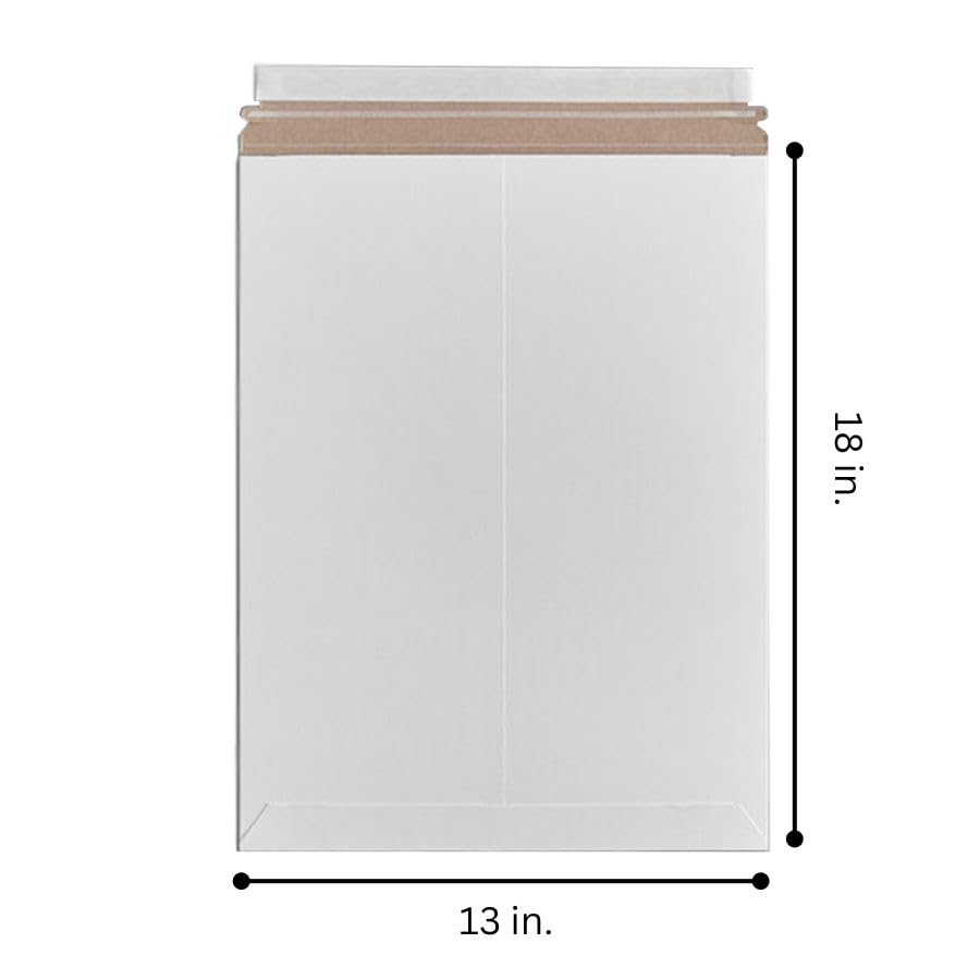 White Rigid Mailers – Stay Flat Envelopes for Posters, Artwork, Calendars, Scrapbooks – 5-Pack Protective Shipping Packaging