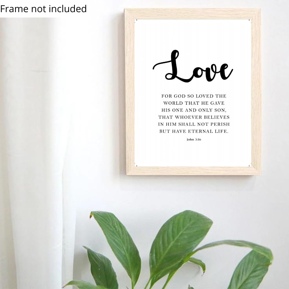 John 3:16 Bible Verse Wall Art Christian Scripture Poster Print Inspirational Love Quote Home Decor Gift for Christians