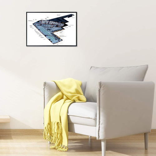B-2 Spirit Blueprint Poster Stealth Bomber Military Aviation Wall Art Pilot Gift