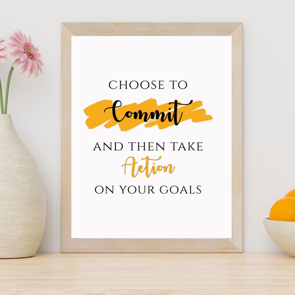 Choose to Commit Wall Art Positive Quote Poster Motivational Affirmation Wall Decor Home Office Decoration Gifts