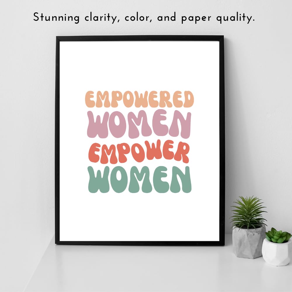 Empowered Women Wall Art Print - Inspirational Quote Poster - Positive Affirmation Decor for Bedroom Living Room Office - Gifts for Women Girls