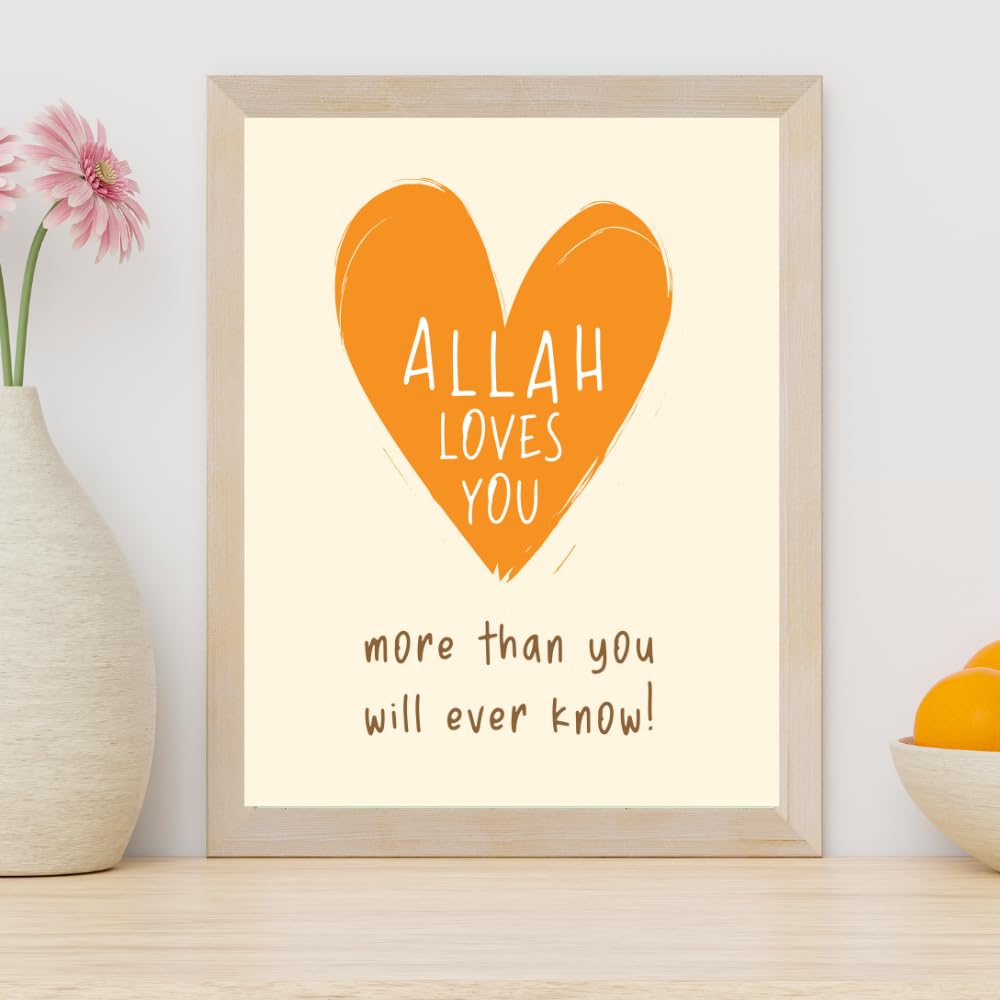 Allah Loves You Islamic Poster Muslim Wall Art Inspirational Arabic Calligraphy Religious Gift Home Decor