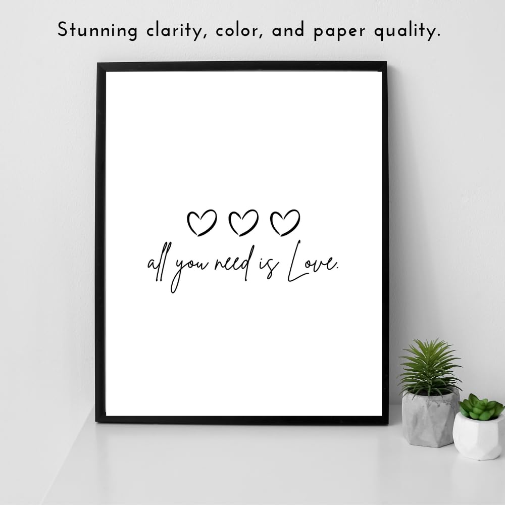 All You Need Is Love Positive Affirmation Wall Art Inspirational Poster Room Decor for Girls Women Bedroom Home