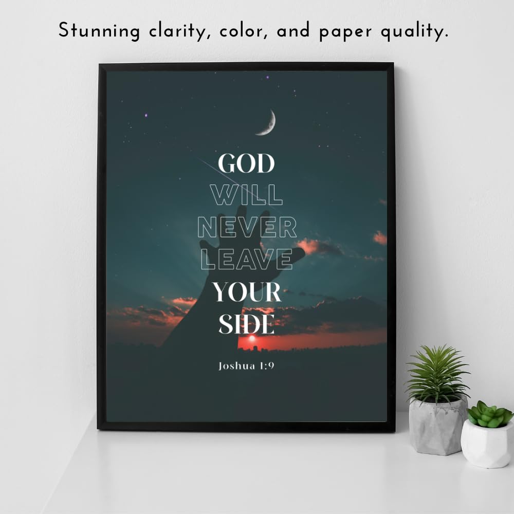 Joshua 1:9 Bible Verse Wall Art Scripture Poster Print Christian Home Decor Inspirational Religious Gifts