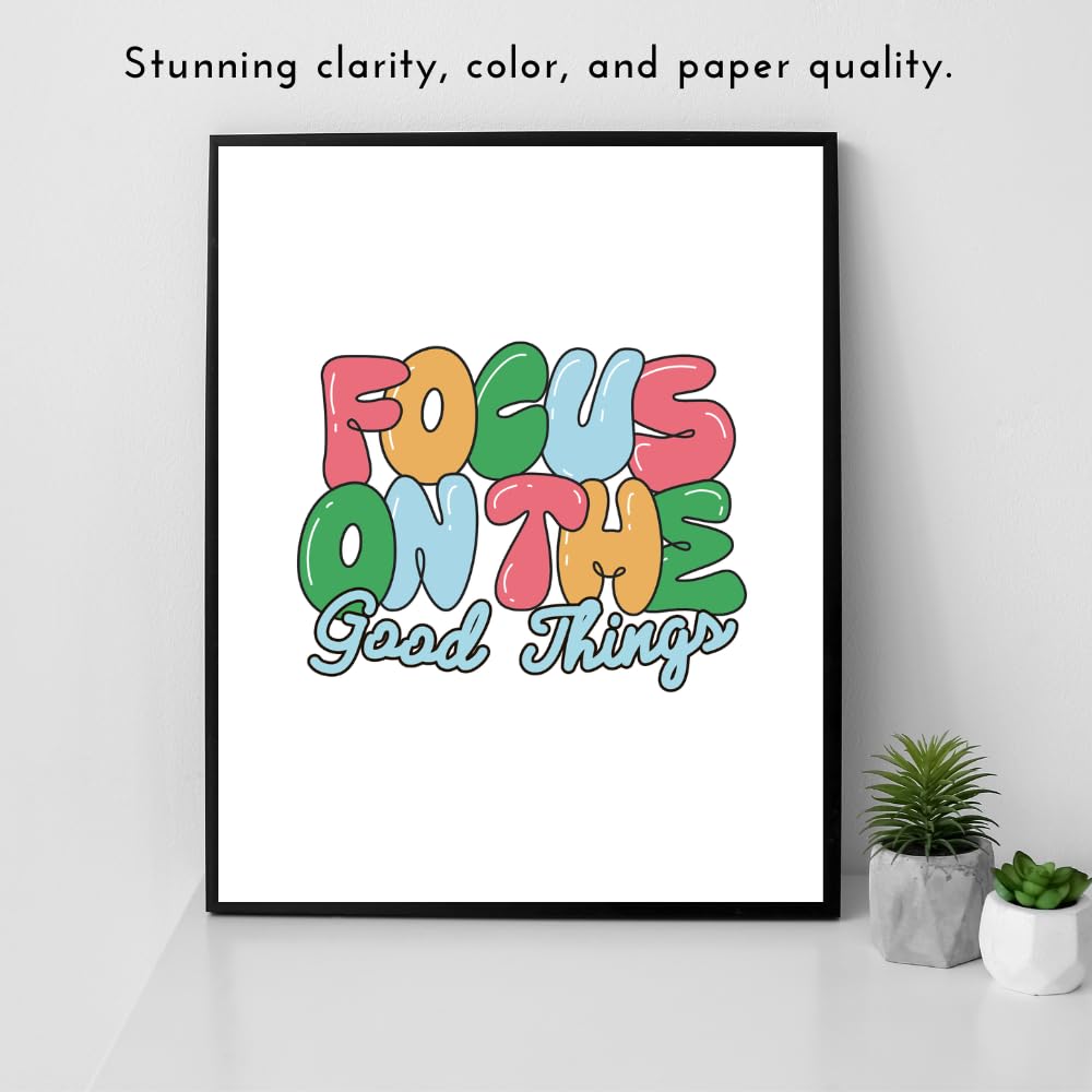 Focus On The Good Things Positive Affirmation Wall Art Motivational Poster Room Decor for Girls Women Bedroom Home
