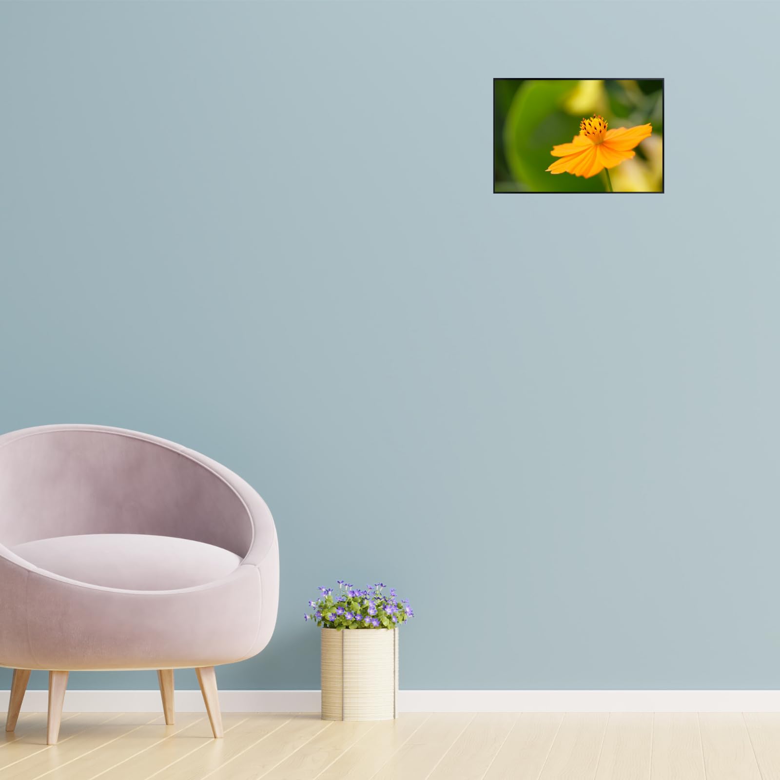 Elegant Sulfur Cosmos Flower Wall Art Poster – Home Decor Botanical Print for Living Room, Bedroom, Office Wall Decor