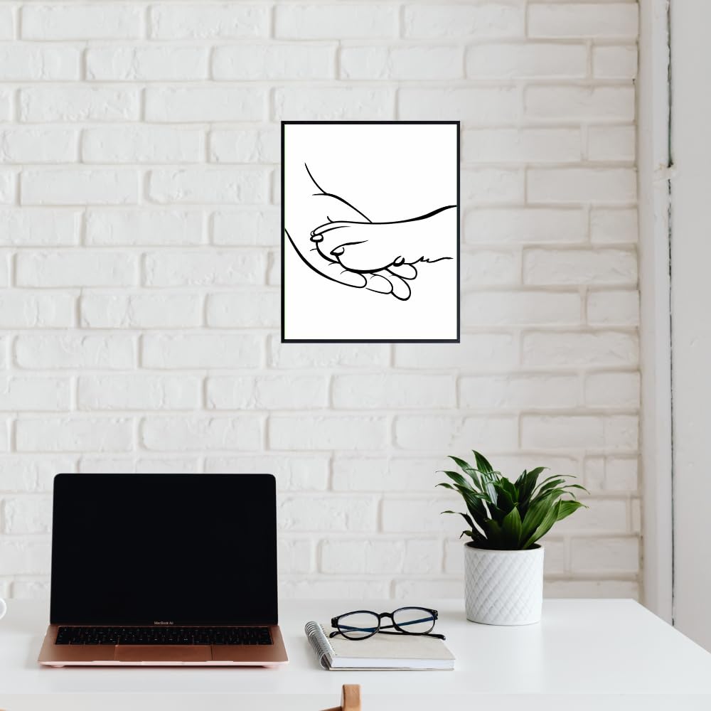 Doggy Wall Art Print - Hand & Paw Minimalist Line Art - Modern Doggy Home Décor Poster - Pet Room Wall Decoration - Gifts for Doggy Lovers