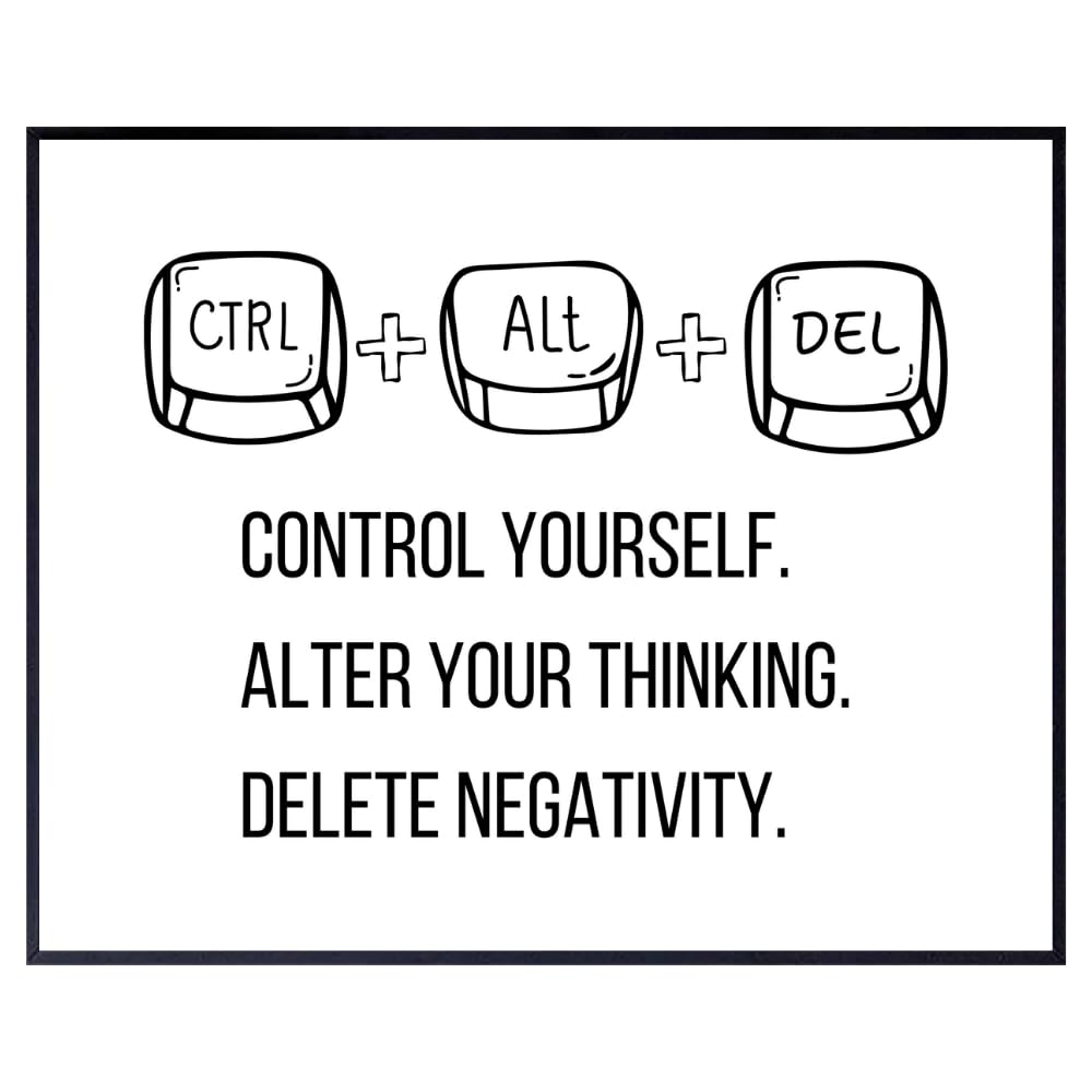 Blessed Posters Ctrl+Alt+Delete White Inspirational Wall Decor Motivational Wall Art Home Office Decoration Gift for Men