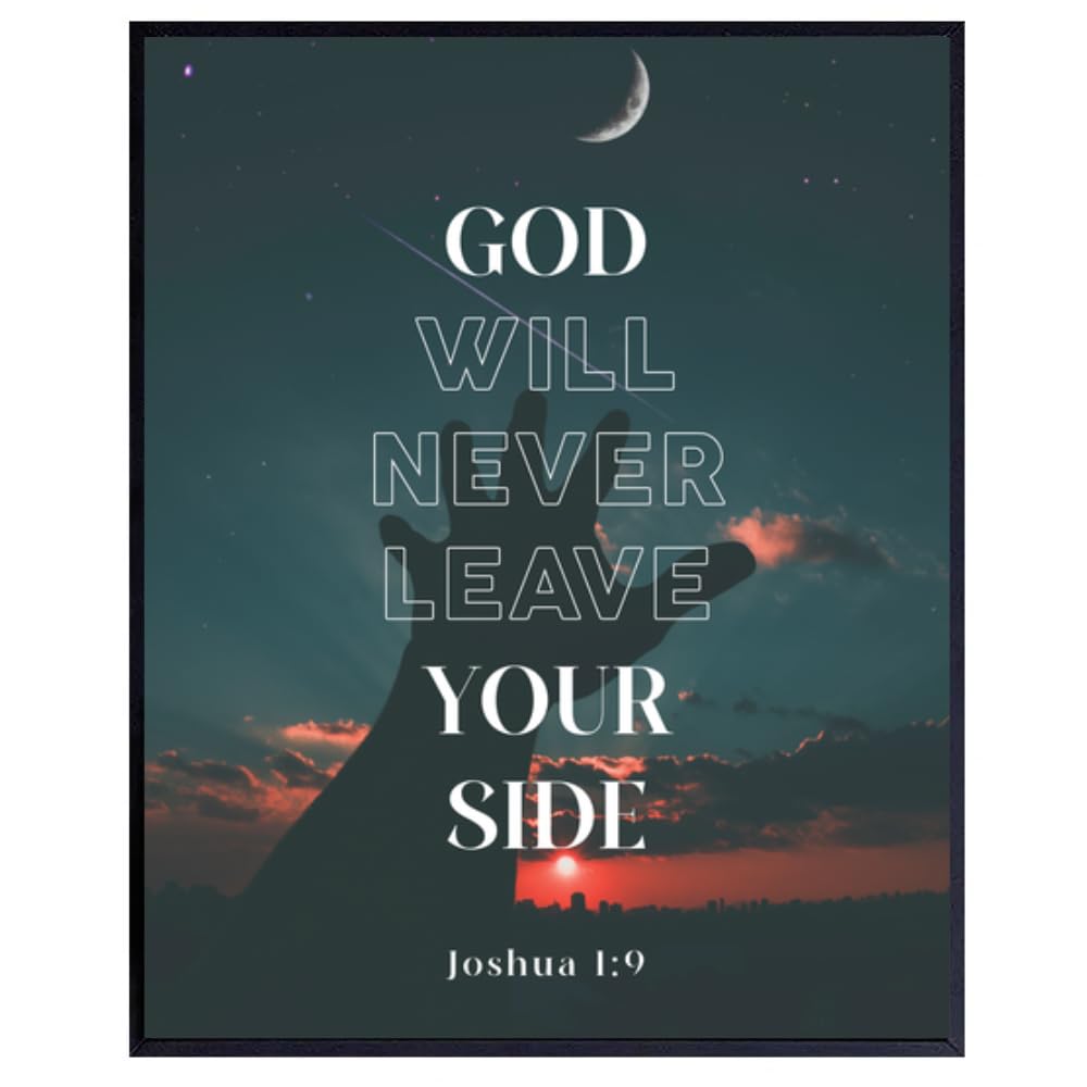 Joshua 1:9 Bible Verse Wall Art Scripture Poster Print Christian Home Decor Inspirational Religious Gifts