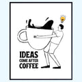 Blessed Posters – "Ideas Come After Coffee" Bar Sign – Kitchen Wall Art and Counter Décor for Home Café Station, Gifts for Coffee Lovers