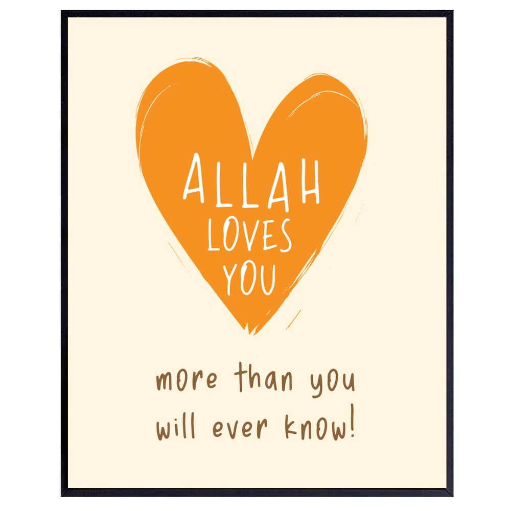 Allah Loves You Islamic Poster Muslim Wall Art Inspirational Arabic Calligraphy Religious Gift Home Decor