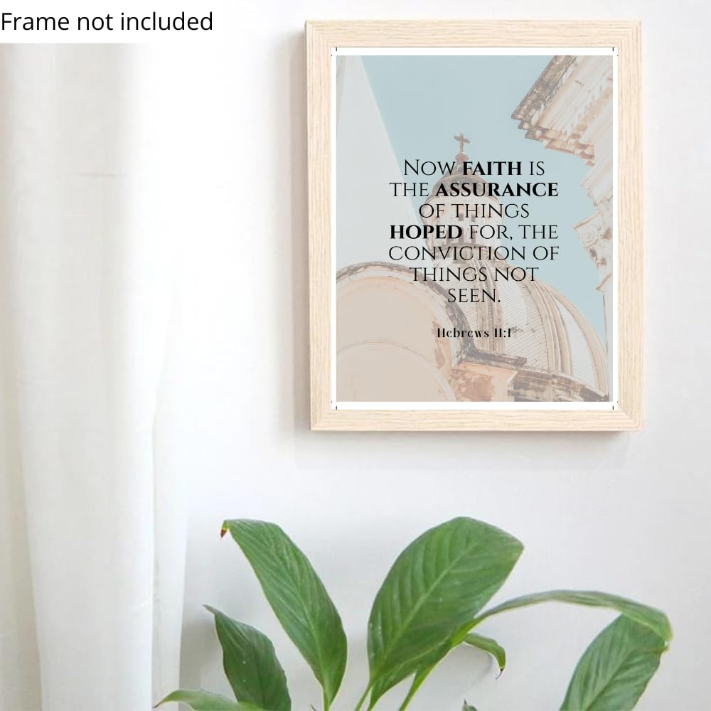 Hebrews 11:1 Bible Verse Wall Art Christian Scripture Poster Print Inspirational Faith Quote Modern Home Decor Gift for Christians