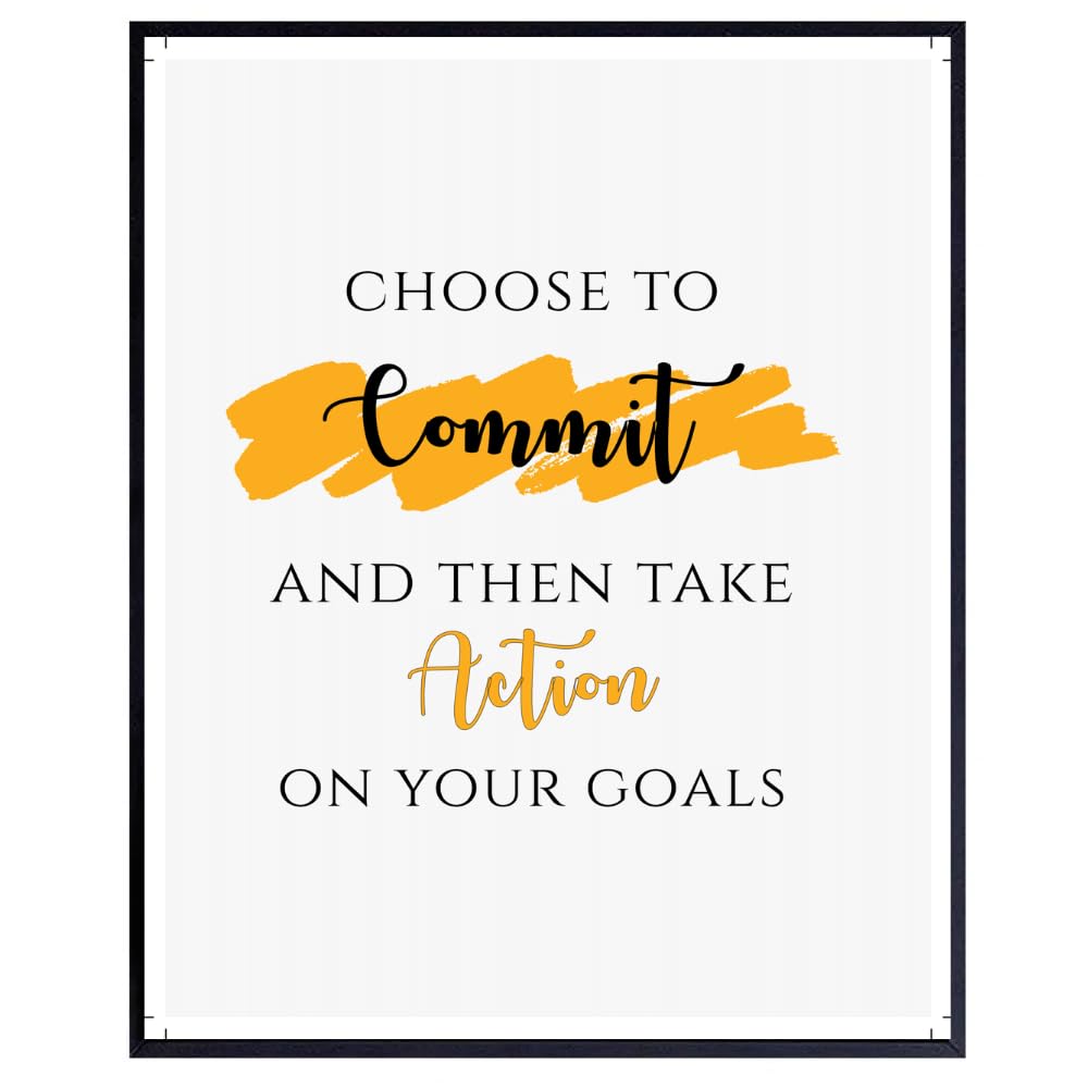 Choose to Commit Wall Art Positive Quote Poster Motivational Affirmation Wall Decor Home Office Decoration Gifts