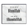 Bismillah and Alhamdulillah Wall Art Islamic Poster Arabic Calligraphy Muslim Home Decor Religious Gift