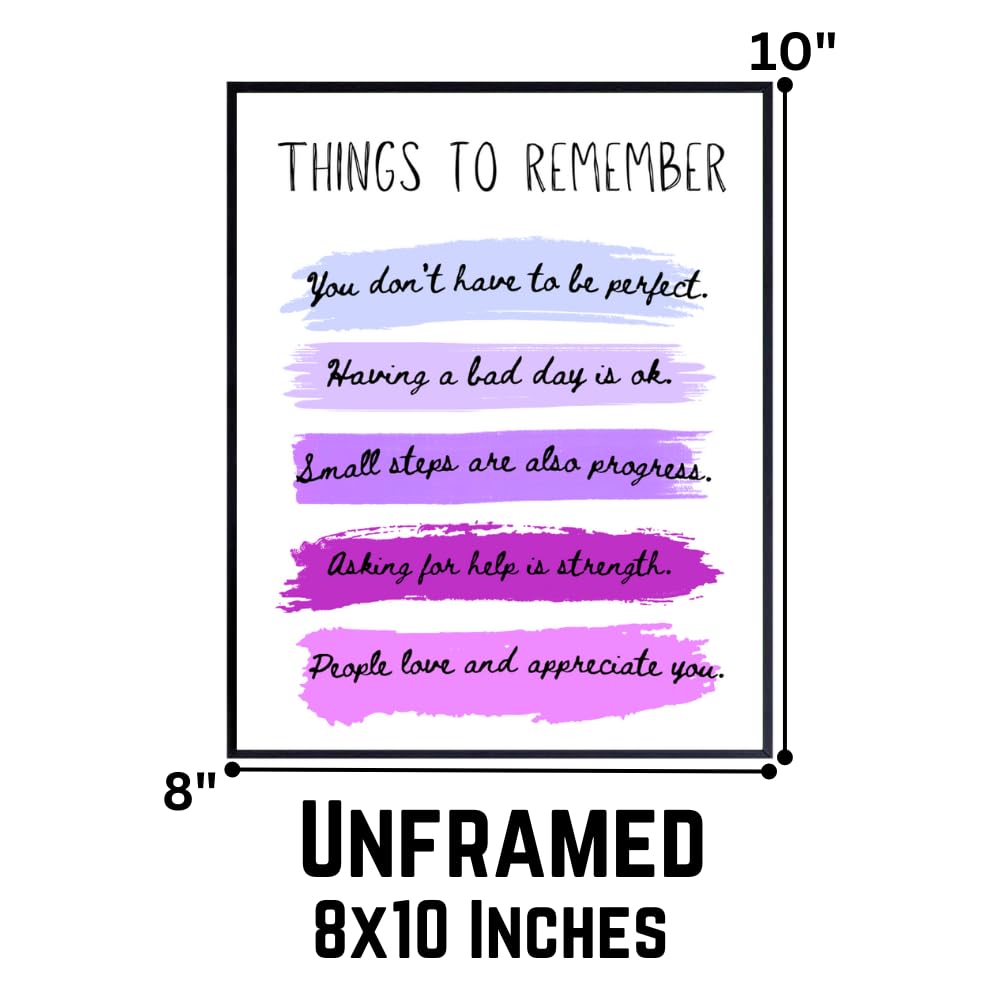 Things to Remember Wall Art Print - Positive Affirmation Poster - Inspirational Quote Decor for Bedroom Living Room Office - Motivational Gifts for Women Girls