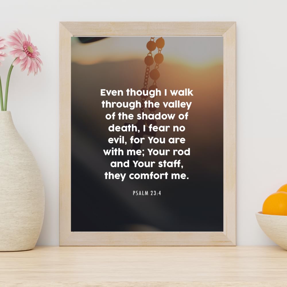 Psalm 23:4 Bible Verse Wall Art Scripture Poster Print Christian Home Decor Inspirational Faith Gifts