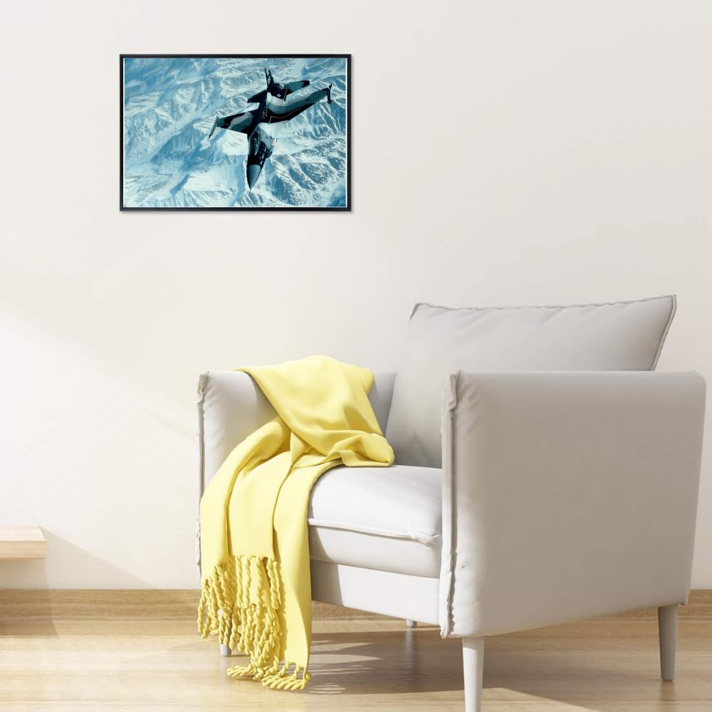 F-16 Fighter Jet Poster Military Aviation Wall Art Air Force Airplane Artwork Pilot Gift