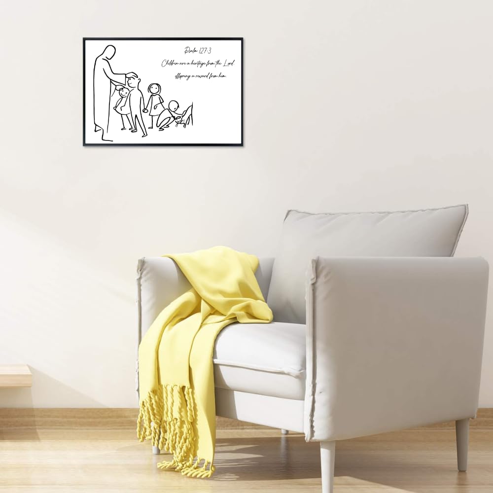 Blessed Wall Art Poster Psalm 127:3 Scripture Print Christian Home Decor Religious Gift Inspirational Bible Verse Decoration