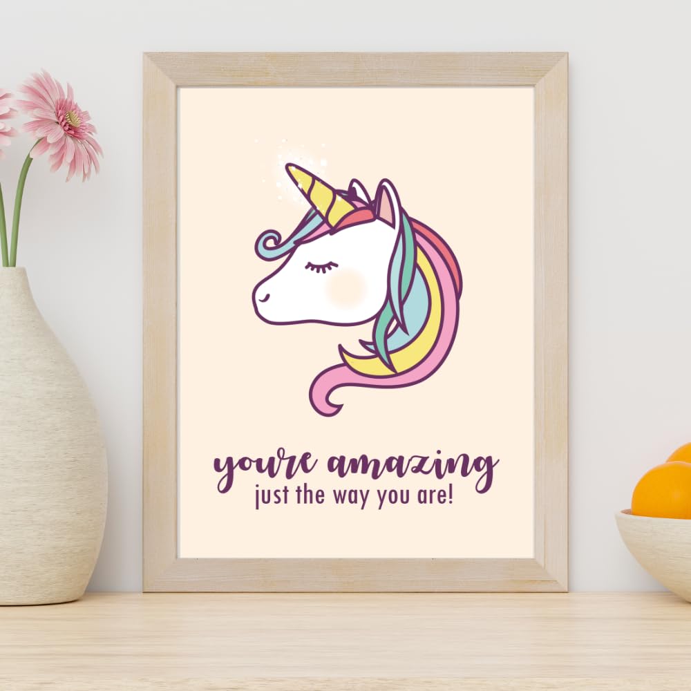 Blessed Posters Unicorn Inspirational Poster Motivational Wall Art Positive Affirmation Decor for Girls Room Gift