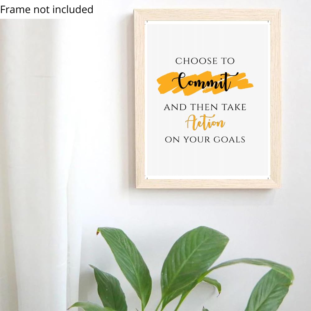 Choose to Commit Wall Art Positive Quote Poster Motivational Affirmation Wall Decor Home Office Decoration Gifts