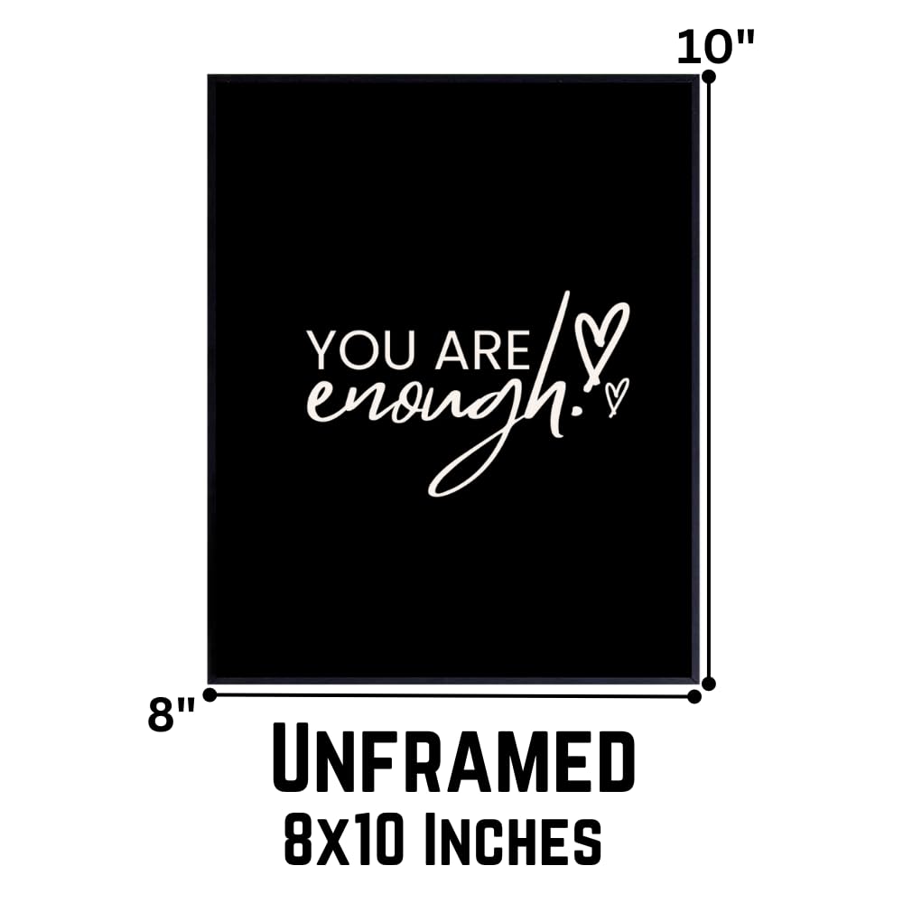 You Are Enough Positive Affirmation Wall Art Motivational Poster Room Decor for Girls Women Bedroom Home