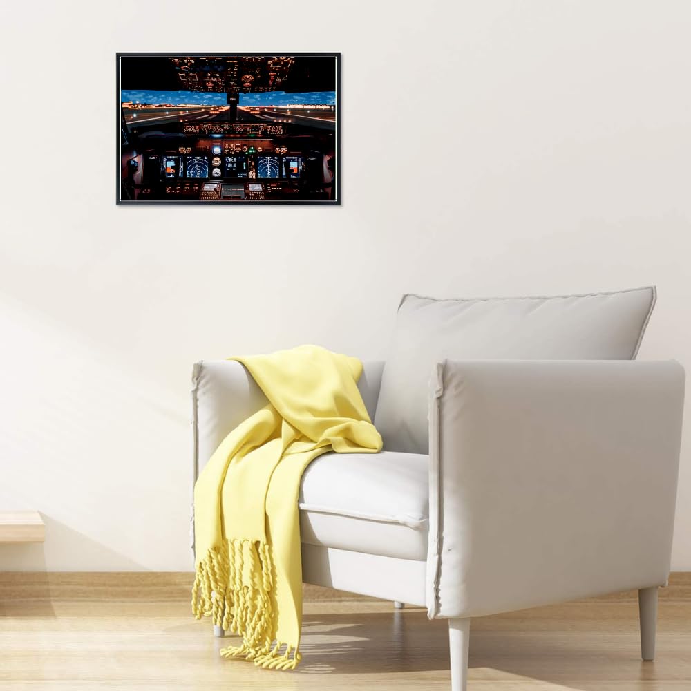 Airline Cockpit Poster – Aviation Wall Art – Airplane Photography Print for Pilots and Aviation Enthusiasts