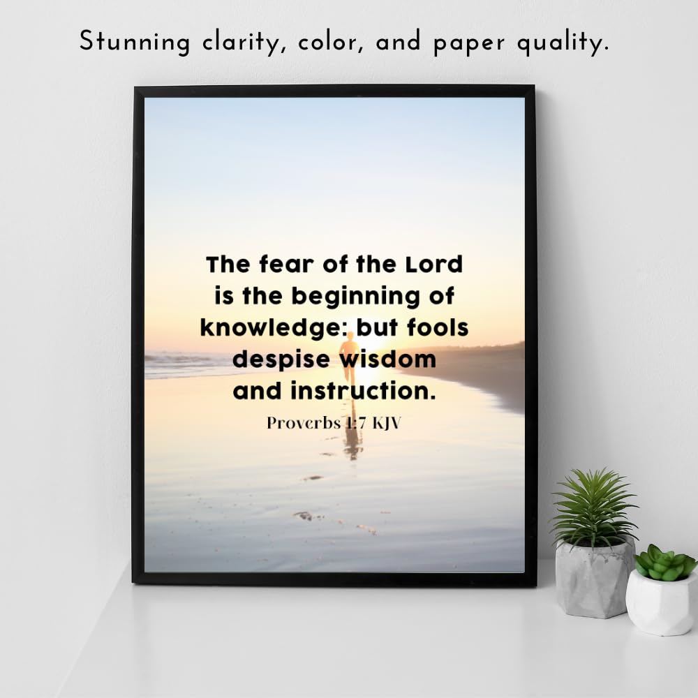Proverbs 1:7 Bible Verse Wall Art Christian Scripture Poster Inspirational Prayer Decor Religious Home Gift