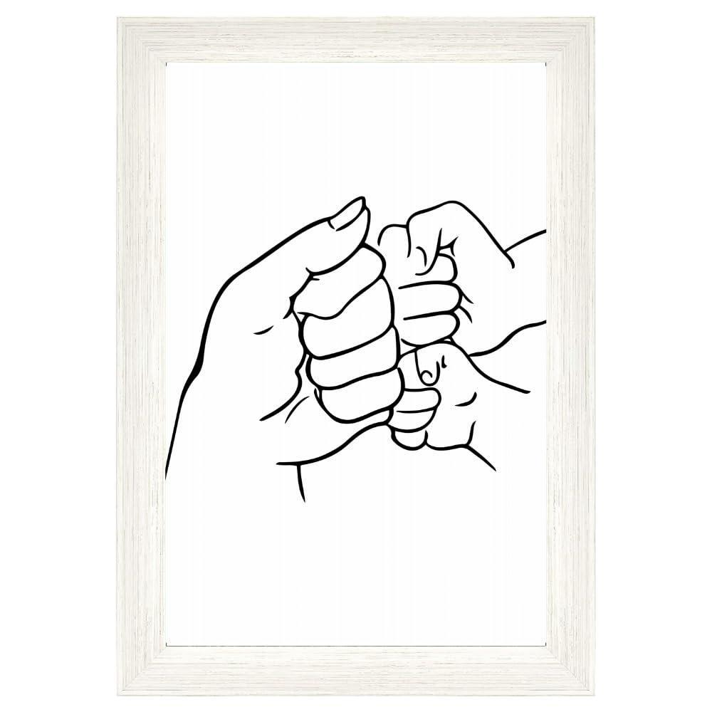 Mother and Baby Wall Art – Minimalist Abstract Line Poster of Hands – Nursery Kids Room Canvas Modern Home Decor – Nordic Style Wall Art