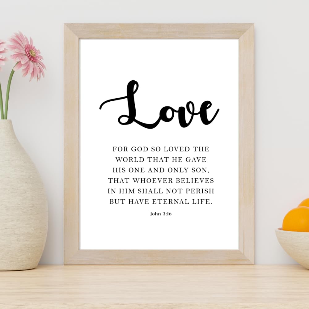 John 3:16 Bible Verse Wall Art Christian Scripture Poster Print Inspirational Love Quote Home Decor Gift for Christians