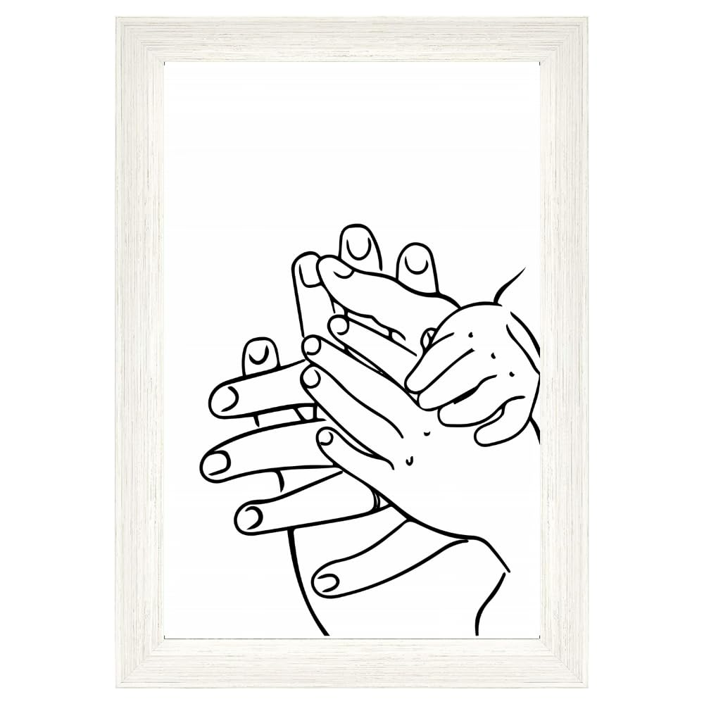 Mother and Baby Hands Wall Art – Minimalist Line Drawing Poster – Family Love Print for Nursery Kids Room Modern Home Decor – Gift for New Parents