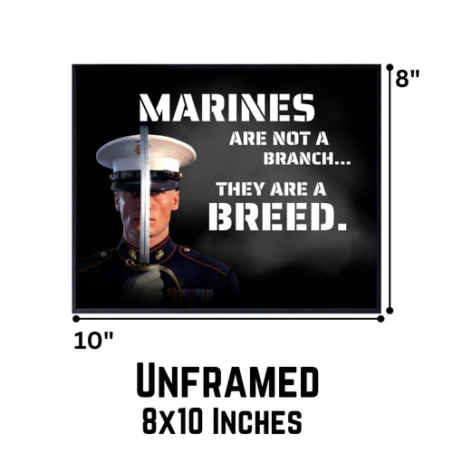 Blessed Marines Are Not a Branch They Are a Breed Poster Marine Corps Wall Art Patriotic American Home Decor Inspirational Room Decoration