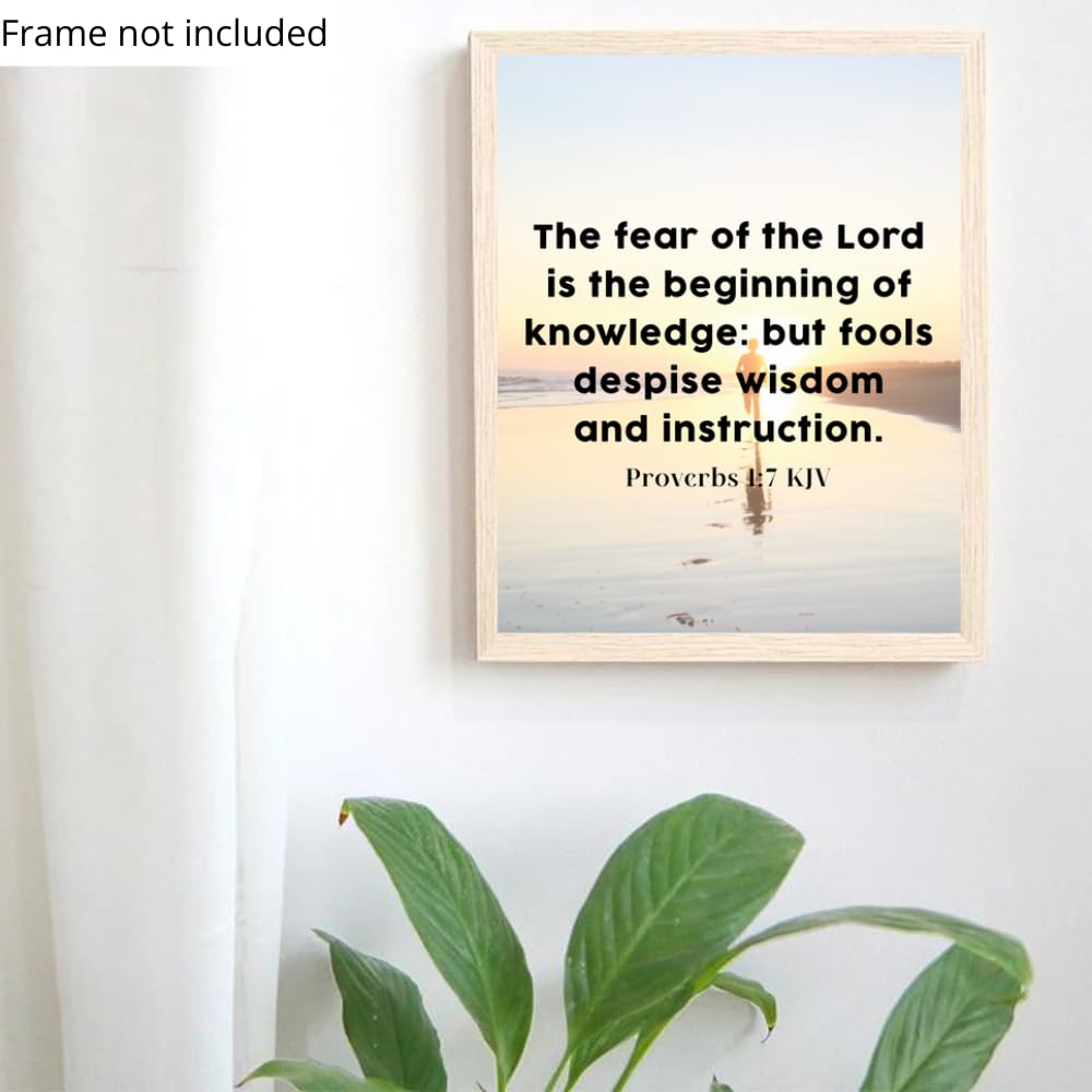 Proverbs 1:7 Bible Verse Wall Art Christian Scripture Poster Inspirational Prayer Decor Religious Home Gift