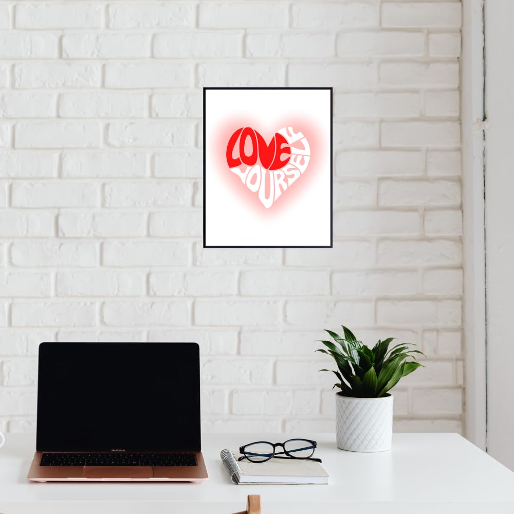 Love Yourself Wall Art – Positive Affirmation Poster for Girls Room Bedroom Living Room Office – Motivational Wall Decor Gift for Women