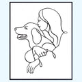 Doggy Wall Art Print - Doggy & Woman Minimalist Line Art Poster - Modern Pet Lover Home Décor - Doggy Room Wall Art - Gifts for Doggy Owners