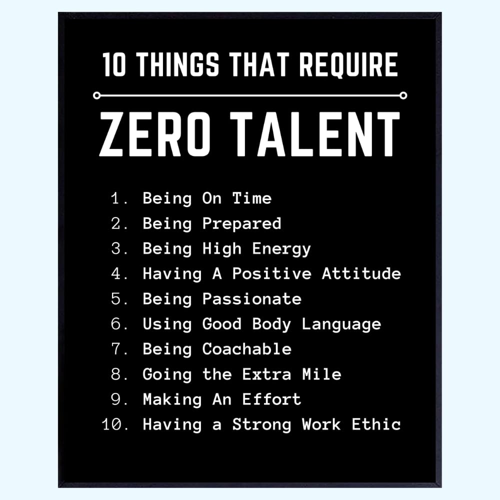 Blessed Posters Motivational Wall Decor Gym and Home Office Decoration 10 Things That Require Zero Talent Inspirational Wall Art Gift
