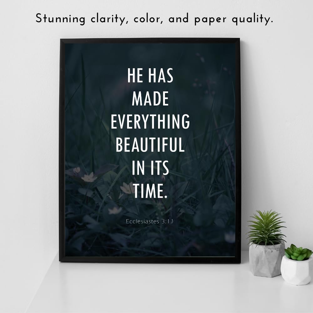 Ecclesiastes 3:11 Bible Verse Wall Art Christian Scripture Poster Print Inspirational Faith Quote Modern Home Decor Gift for Christians