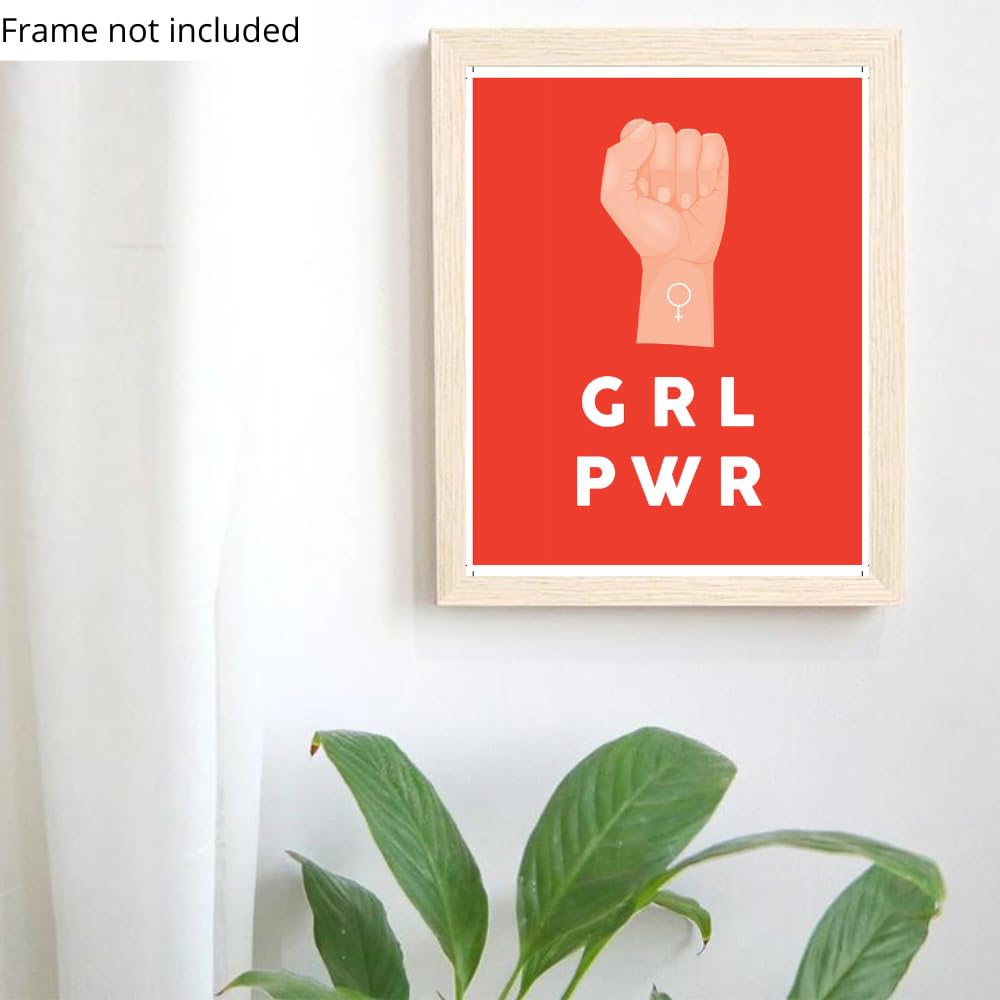Girl Power Poster Feminism Wall Art Positive Affirmation Print Inspirational Artwork Modern Home Decor Gift for Women Girls Bedroom Office