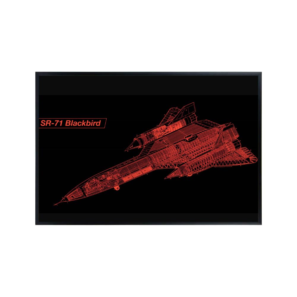 SR-71 Blackbird Poster Skunkworks Aviation Wall Art Red Black Blueprint Diagram Gift for Pilots