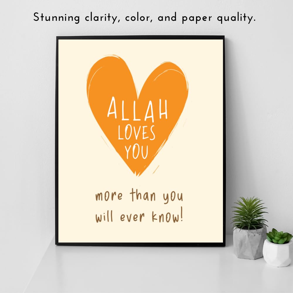 Allah Loves You Islamic Poster Muslim Wall Art Inspirational Arabic Calligraphy Religious Gift Home Decor