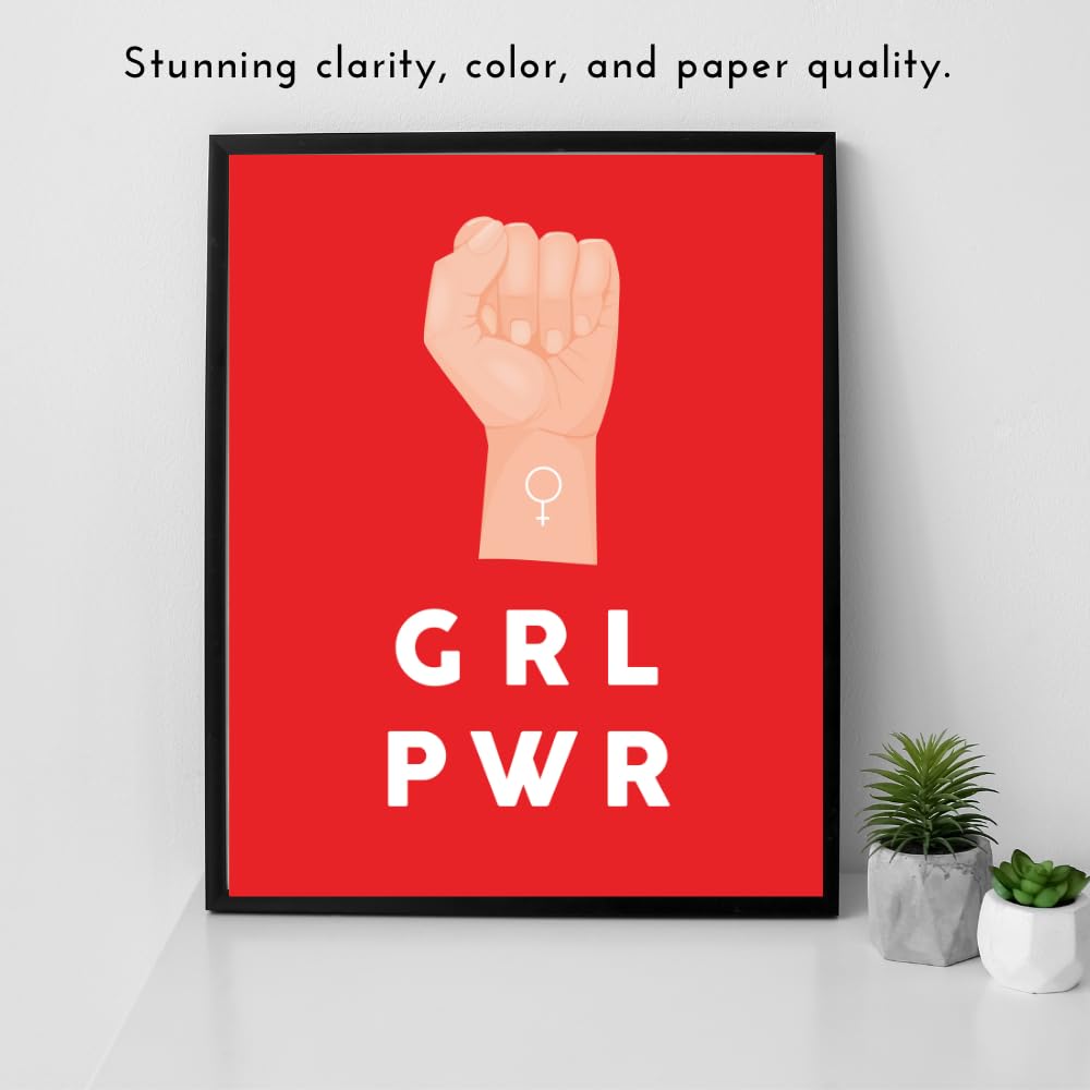 Girl Power Poster Feminism Wall Art Positive Affirmation Print Inspirational Artwork Modern Home Decor Gift for Women Girls Bedroom Office