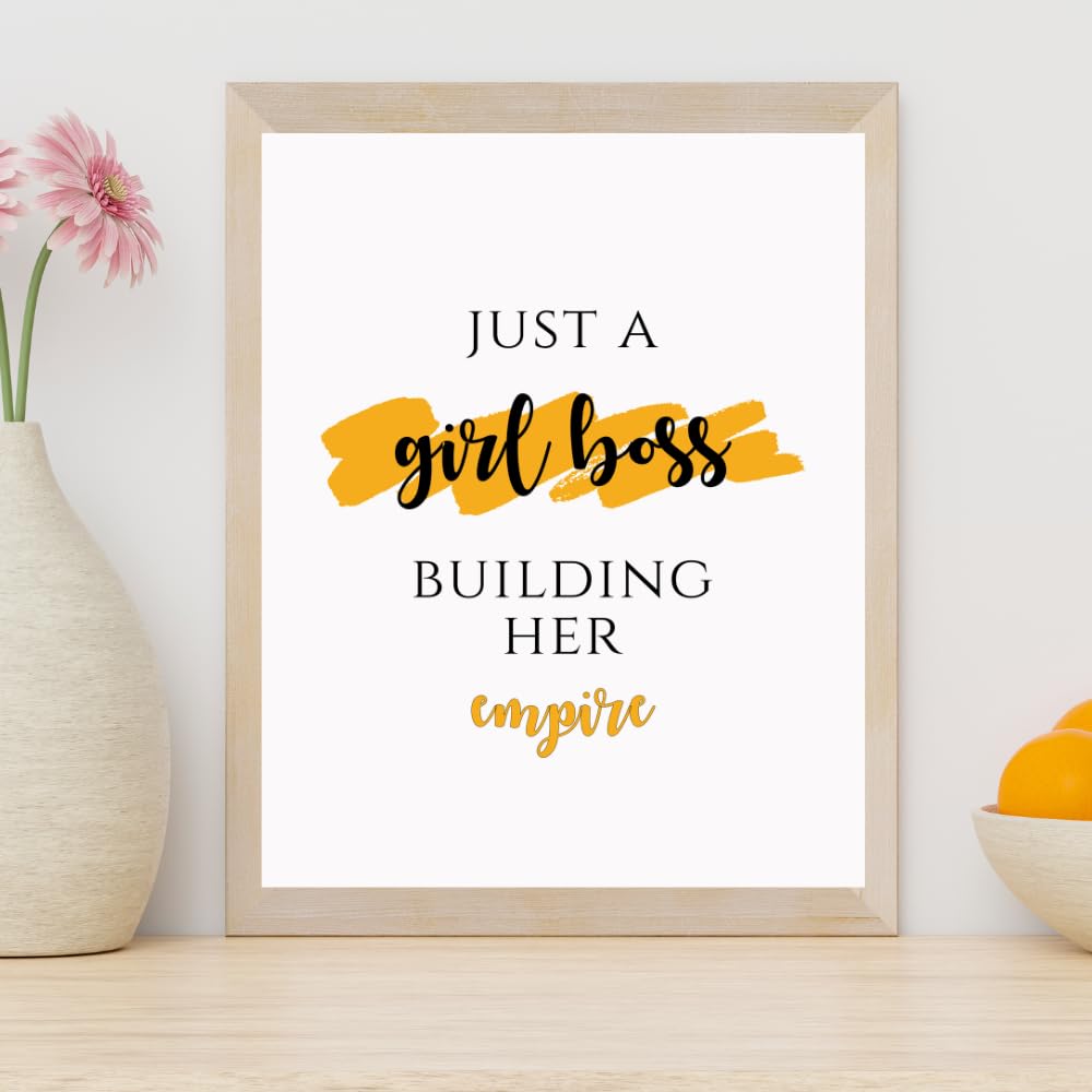 Girl Boss Wall Art Motivational Poster Positive Quote Affirmation Wall Decor Home Office Decoration Gifts for Girls
