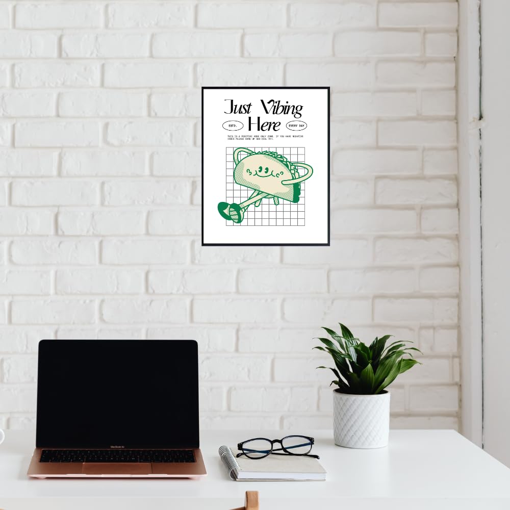 Blessed Poster Just Vibing Here Positive Affirmation Wall Art Motivational Print Room Decor for Girls Women Bedroom Home