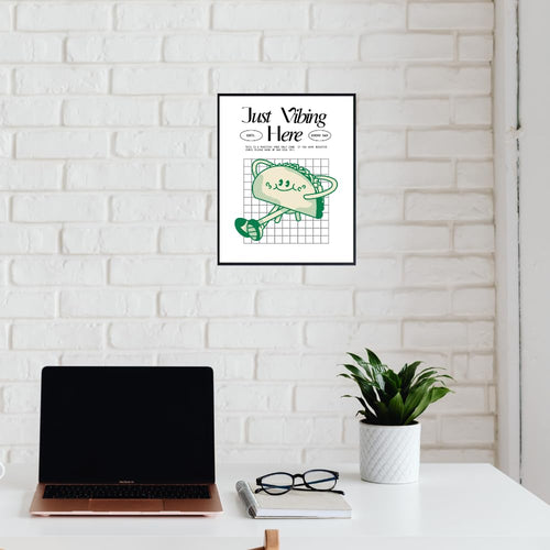 Blessed Poster Just Vibing Here Positive Affirmation Wall Art Motivational Print Room Decor for Girls Women Bedroom Home