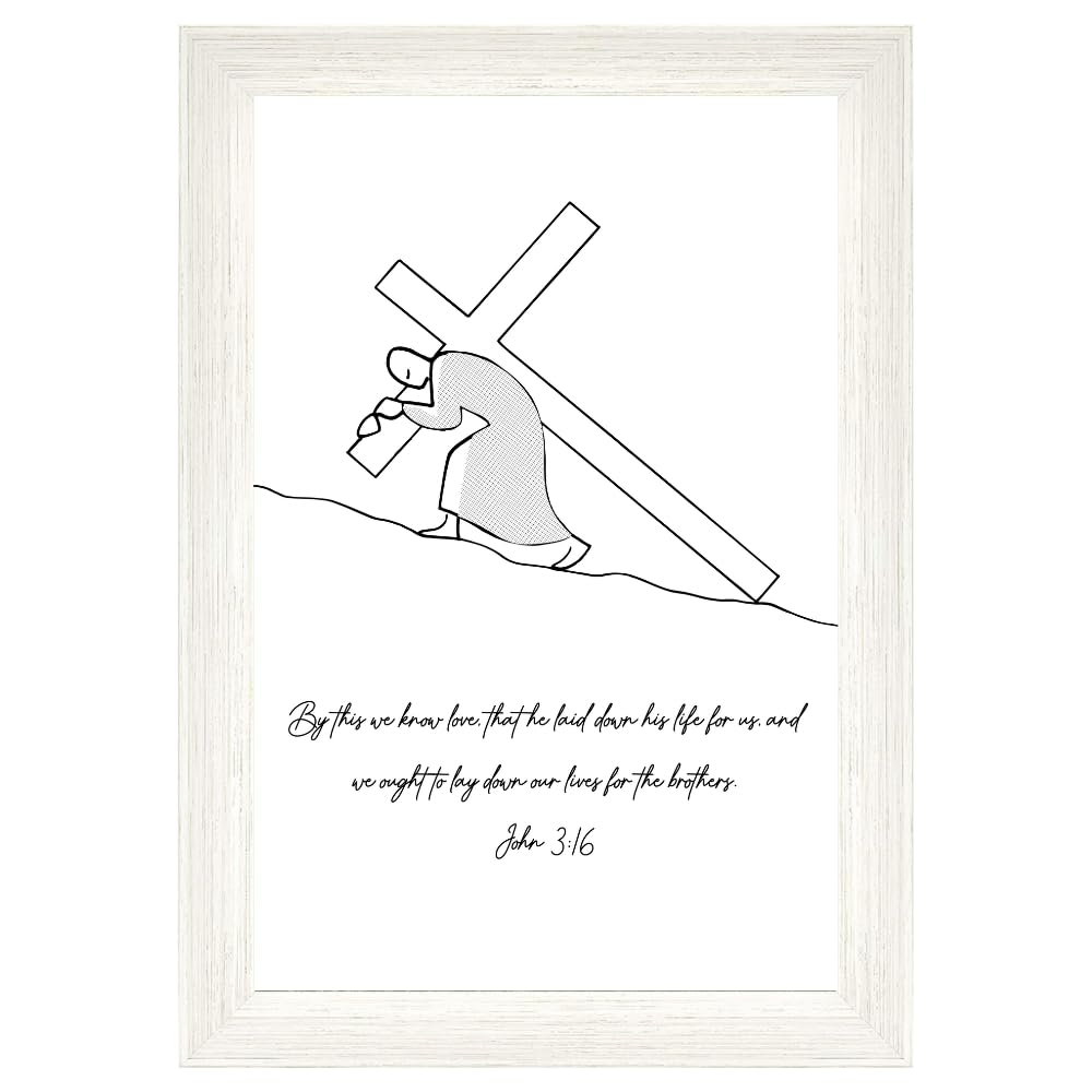 John 3:16 Bible Verse Wall Art Poster – Christian Scripture Print – Religious Home Decor for Living Room Bedroom Office Church – Inspirational Christian Gift Decoration