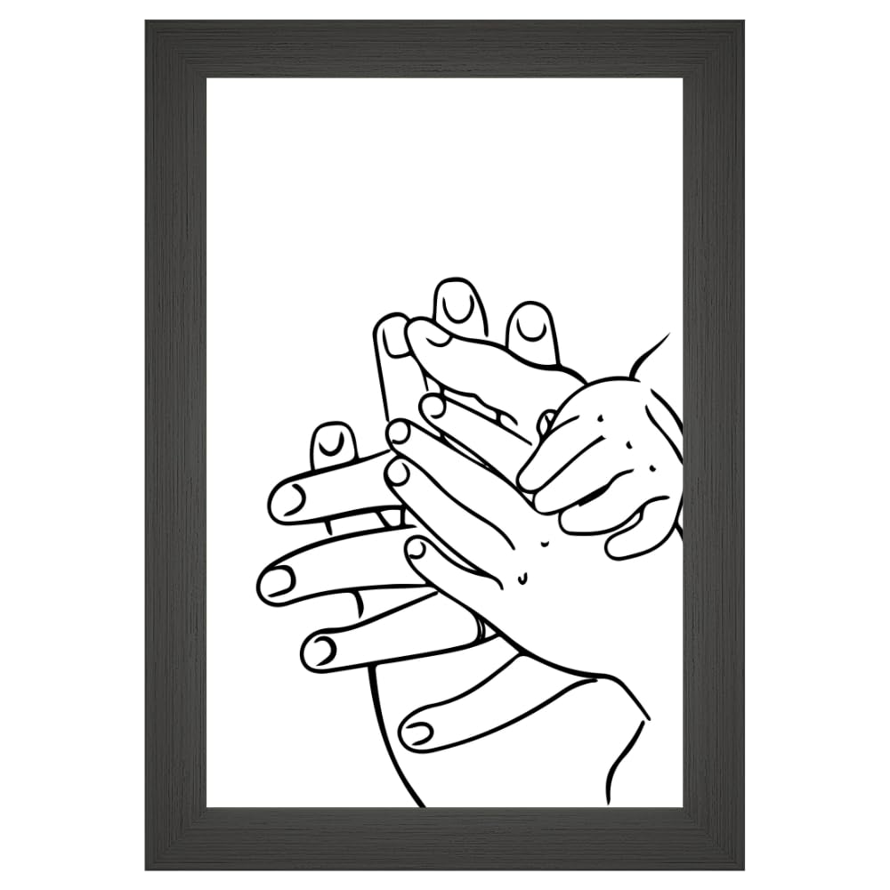 Mother and Baby Hands Wall Art – Minimalist Line Drawing Poster – Family Love Print for Nursery Kids Room Modern Home Decor – Gift for New Parents