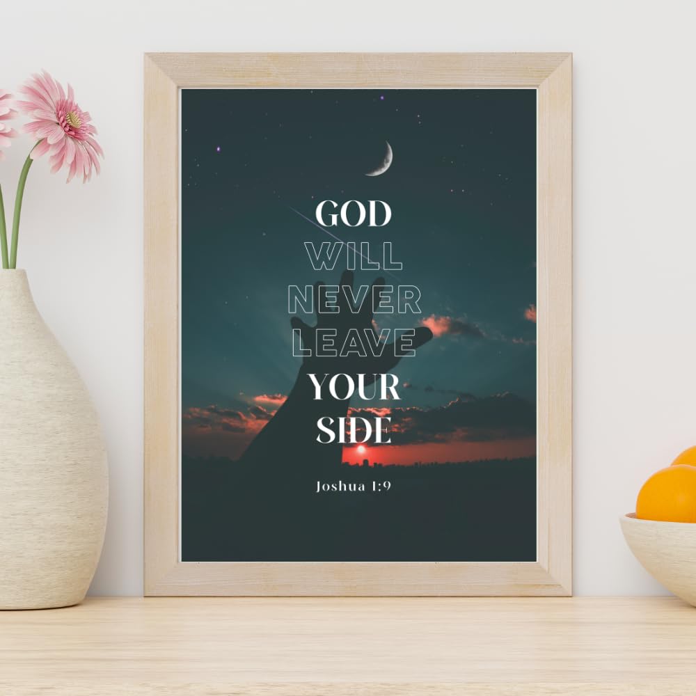 Joshua 1:9 Bible Verse Wall Art Scripture Poster Print Christian Home Decor Inspirational Religious Gifts